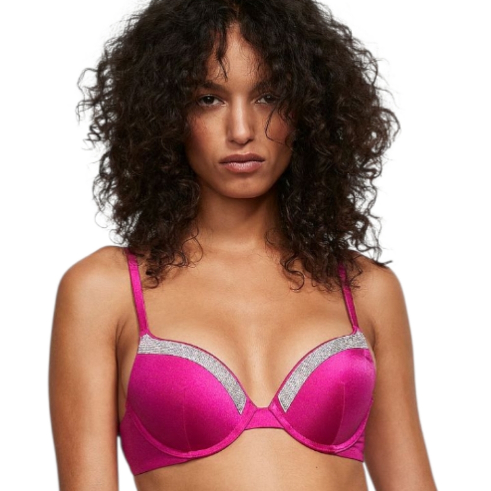 Victoria's Secret Very Sexy Shine Trim Push-Up Pink Bikini Top